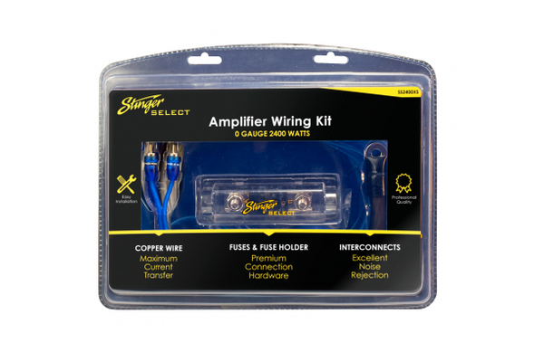  SS2400XS / 2400W Amp Wiring Kit w/ Blue Twisted RCA & Satin Acc w/ Anl Fuse Stinger Select